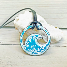Load image into Gallery viewer, Aqua Blue Enamel Wave Necklace
