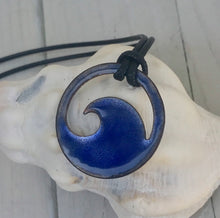 Load image into Gallery viewer, Transparent Royal Blue Enamel Wave Necklace