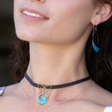 Load image into Gallery viewer, Aqua Enamel Mini Wave Choker Necklace