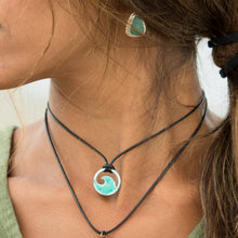 Load image into Gallery viewer, Seagreen Enamel Mini Wave Necklace