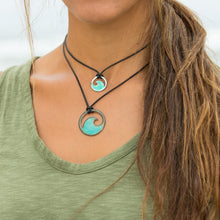 Load image into Gallery viewer, Blue green ocean bubbles  Enamel Wave Necklace