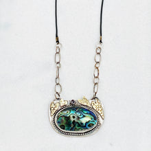 Load image into Gallery viewer, abalone mixed metal hearts  alexandrite pendant