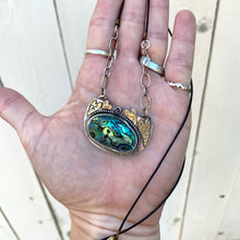 Load image into Gallery viewer, abalone mixed metal hearts  alexandrite pendant
