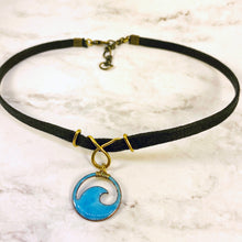 Load image into Gallery viewer, Midnight Blue Enamel Mini Wave Choker Necklace
