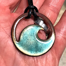 Load image into Gallery viewer, Transparent Aqua Blue Enamel Wave Necklace