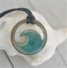 Load image into Gallery viewer, Transparent Aqua Blue Enamel Wave Necklace