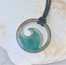 Load image into Gallery viewer, Transparent Aqua Blue Enamel Wave Necklace