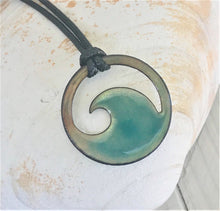 Load image into Gallery viewer, Transparent Aqua Blue Enamel Wave Necklace