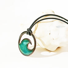 Load image into Gallery viewer, Transparent Seagreen Enamel Wave Necklace