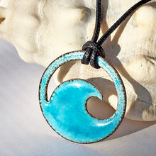 Load image into Gallery viewer, Aqua Blue Enamel Wave Necklace