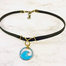 Load image into Gallery viewer, Aqua Enamel Mini Wave Choker Necklace