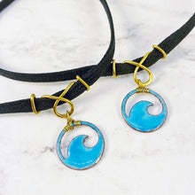 Load image into Gallery viewer, Aqua Enamel Mini Wave Choker Necklace