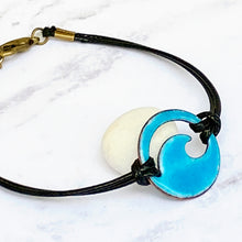 Load image into Gallery viewer, Aqua Blue Enamel Mini Wave Bracelet