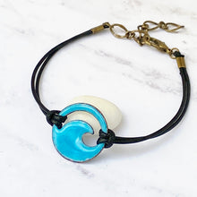 Load image into Gallery viewer, Aqua Blue Enamel Mini Wave Bracelet