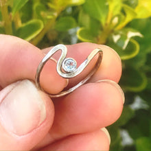 Load image into Gallery viewer, Sterling silver hammered wave ring with custom gemstone, birthstone ring