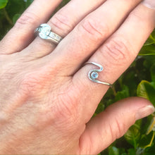 Load image into Gallery viewer, Sterling silver hammered wave ring with custom gemstone, birthstone ring