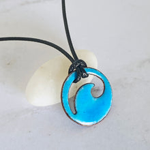 Load image into Gallery viewer, Aqua Blue Enamel Mini Wave Necklace