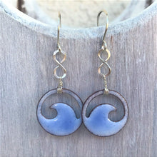 Load image into Gallery viewer, Sky Blue Copper enamel wave eternity earrings