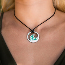 Load image into Gallery viewer, Seagreen Enamel Wave Necklace