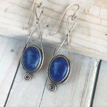 Load image into Gallery viewer, Denim Lapis Lazuli eternity spiral sterling earrings