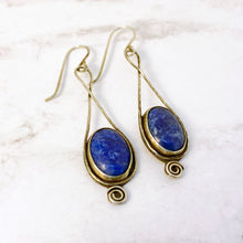 Load image into Gallery viewer, Denim Lapis Lazuli eternity spiral sterling earrings