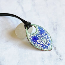 Load image into Gallery viewer, crackle enamel pendant blue white green