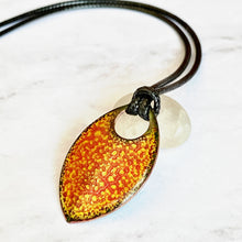 Load image into Gallery viewer, gold and pink crackle enamel pointed oval pendant