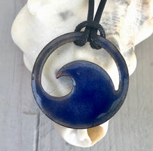 Load image into Gallery viewer, Transparent Royal Blue Enamel Wave Necklace
