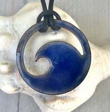 Load image into Gallery viewer, Transparent Royal Blue Enamel Wave Necklace