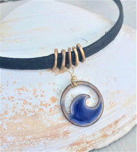 Load image into Gallery viewer, Midnight Blue Enamel Mini Wave Choker Necklace