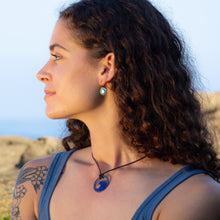 Load image into Gallery viewer, Blue green ocean bubbles  Enamel Wave Necklace