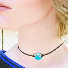 Load image into Gallery viewer, Enamel No-bail Mini Wave Choker Necklace - Aqua, seagreen, royal blue, light blue, turquoise, ocean bubbles