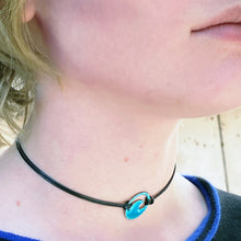 Load image into Gallery viewer, Enamel No-bail Mini Wave Choker Necklace - Aqua, seagreen, royal blue, light blue, turquoise, ocean bubbles