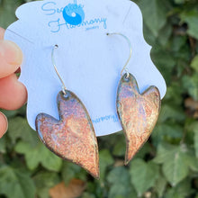 Load image into Gallery viewer, Bigger stamped heart red enamel earrings with sterling ear wires