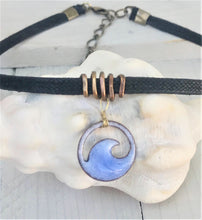 Load image into Gallery viewer, Light Blue Enamel Mini Wave Choker Necklace