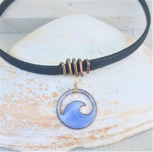 Load image into Gallery viewer, Light Blue Enamel Mini Wave Choker Necklace