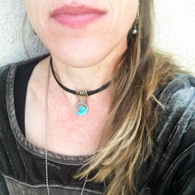 Load image into Gallery viewer, Seagreen Enamel Mini Wave Choker Necklace