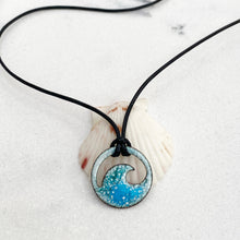 Load image into Gallery viewer, blue green enamel mini wave necklace Seaside Harmony Jewelry