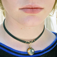 Load image into Gallery viewer, moon and star enamel choker with black cord seaside harmony jewerly