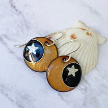 Load image into Gallery viewer, Moon and stars enamel earrings