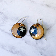Load image into Gallery viewer, Moon and stars enamel earrings