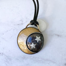 Load image into Gallery viewer, moon and stars enamel cloisonne pendant seaside harmony jewelry