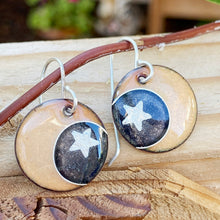Load image into Gallery viewer, Moon and stars enamel earrings