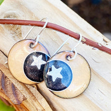 Load image into Gallery viewer, Moon and stars enamel earrings