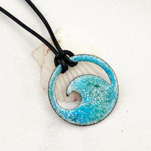 Load image into Gallery viewer, Blue green ocean bubbles  Enamel Wave Necklace
