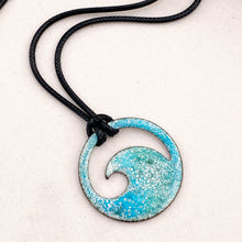 Load image into Gallery viewer, Blue green ocean bubbles  Enamel Wave Necklace