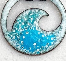 Load image into Gallery viewer, Enamel No-bail Mini Wave Choker Necklace - Aqua, seagreen, royal blue, light blue, turquoise, ocean bubbles