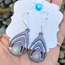 Load image into Gallery viewer, purple lotus enamel murrini spiral earrings seaside harmony