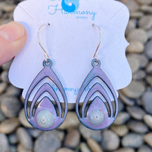 Load image into Gallery viewer, purple lotus enamel murrini spiral earrings seaside harmony