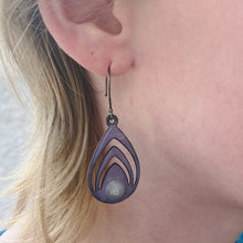 Load image into Gallery viewer, purple lotus enamel murrini spiral earrings seaside harmony